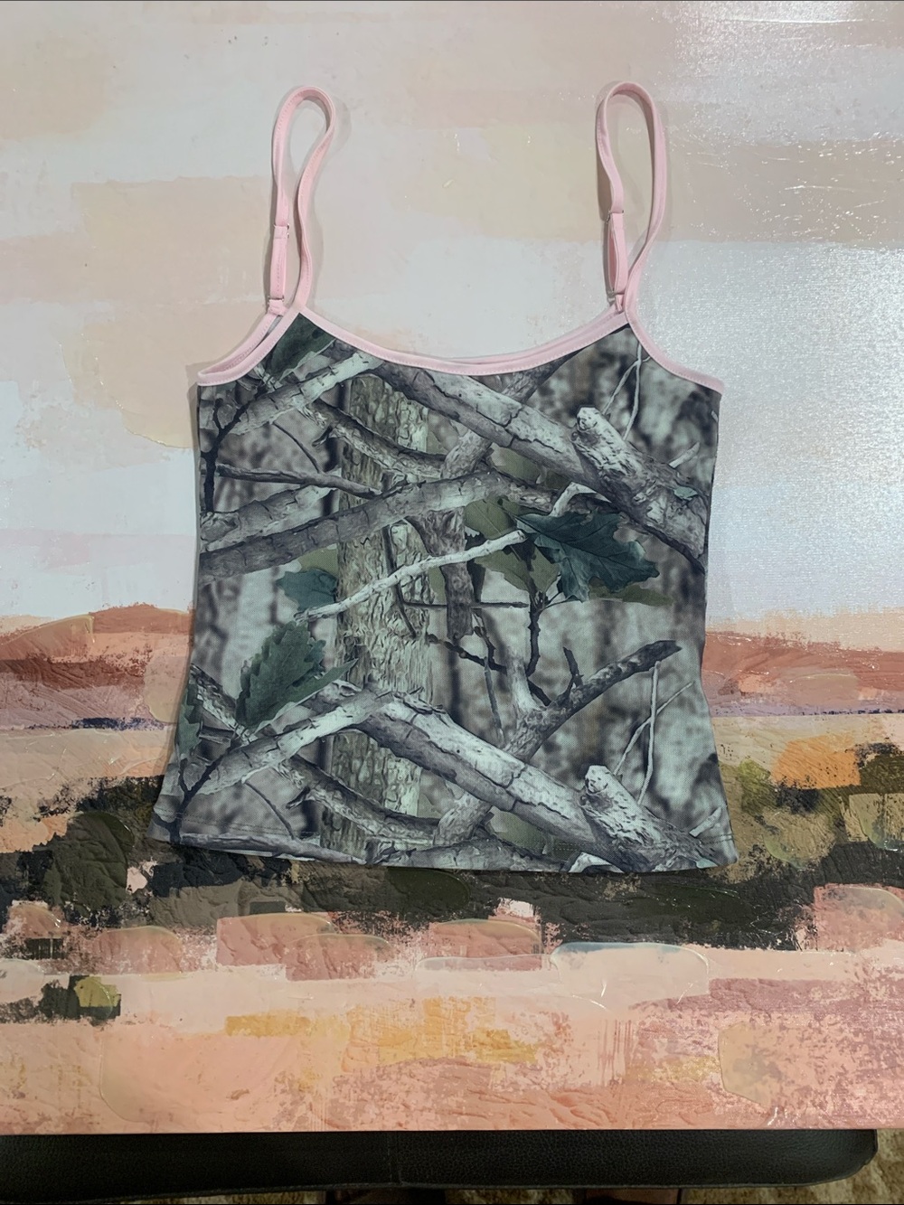 Edikted Camo Tank with Pink Trim